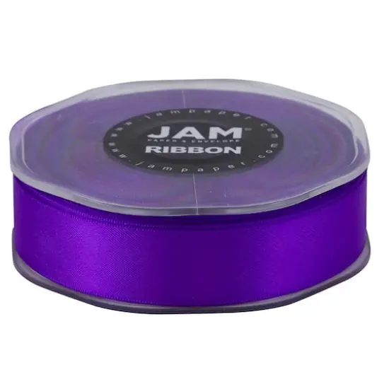 JAM Paper 7/8" x 25yd. Double Face Satin Ribbon Purple {6}