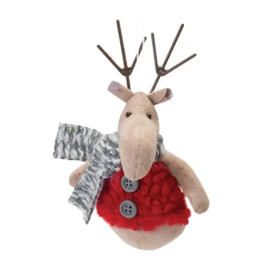 Plush Deer with Sweater Ornament Set {5}