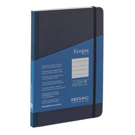 Fabriano&reg; EcoQua Plus A5 Lined Fabric-Bound Notebook Navy {1}