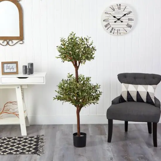 4.5ft. Potted Olive Double Topiary Tree {6}