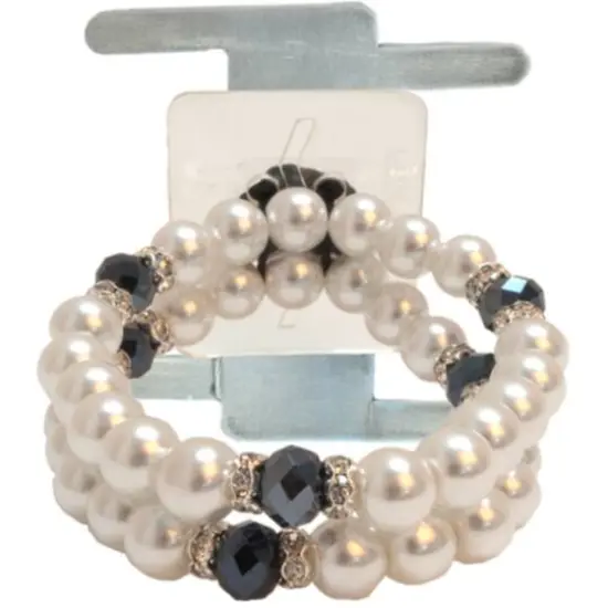 JAM Paper Black Sweetness Beaded Flower Bracelet {1}