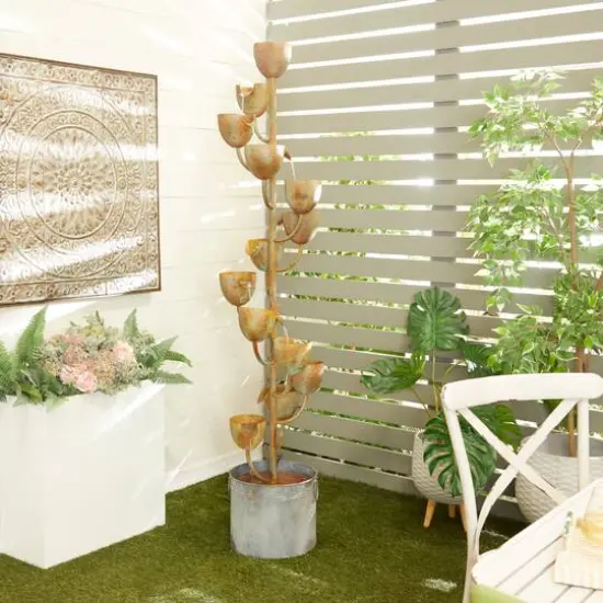 Copper Metal Rustic Fountain, 75" x 13" x 13" {10}