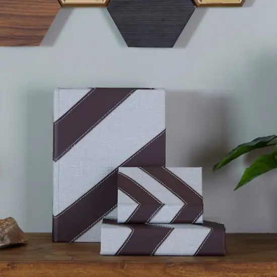 Brown Chevron Faux Leather Faux Book Box Set {8}