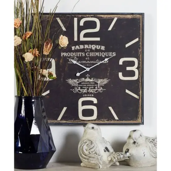 23" Black Wood Vintage Wall Clock {7}