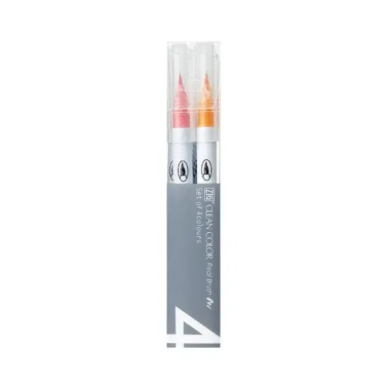 Kuretake Zig® Clean Color Real Brush™ 4 Color Marker Set, Pop {1}