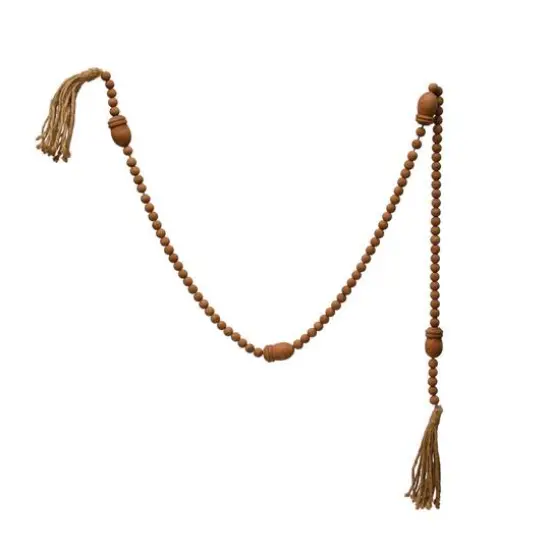 Hello Honey&reg; 6ft. Wood Beads & Acorns with Jute Tassels Garland {1}
