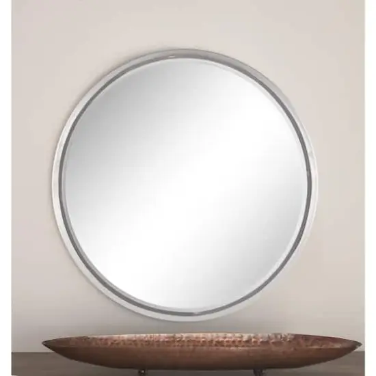 24" Silver Contemporary Metal Wall Mirror {7}