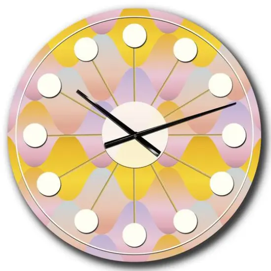 Designart 'Golden Geometrical Diamond Pattern Ii Mid-Century Modern Wall Clock {1}