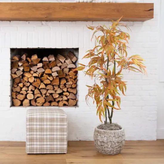 5ft. Green & Orange Autumn Wispy Eucalyptus Artificial Potted Tree {3}