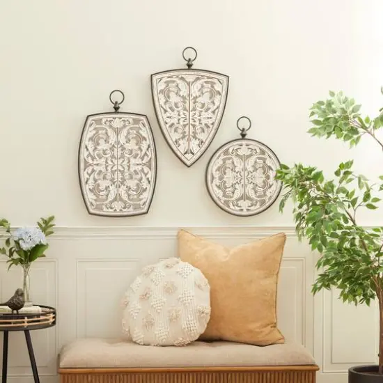 White Wood Farmhouse Geometric Wall D&eacute;cor Set {8}