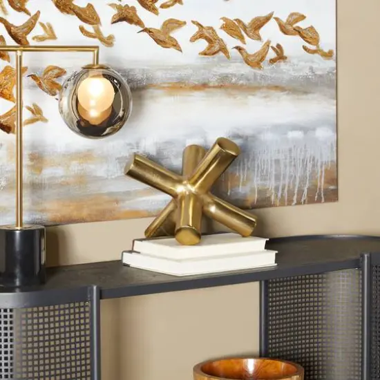 10" Gold Aluminum Jack Abstract Sculpture {7}