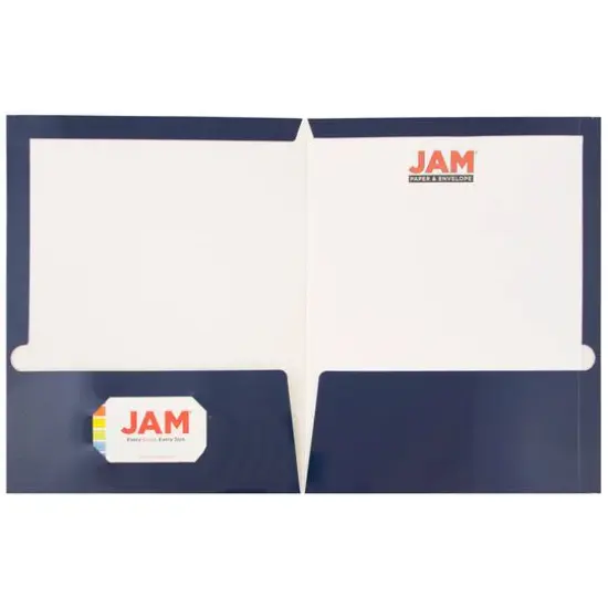 JAM Paper Glossy Laminated Two Pocket Folders, 100ct. Navy Blue {5}