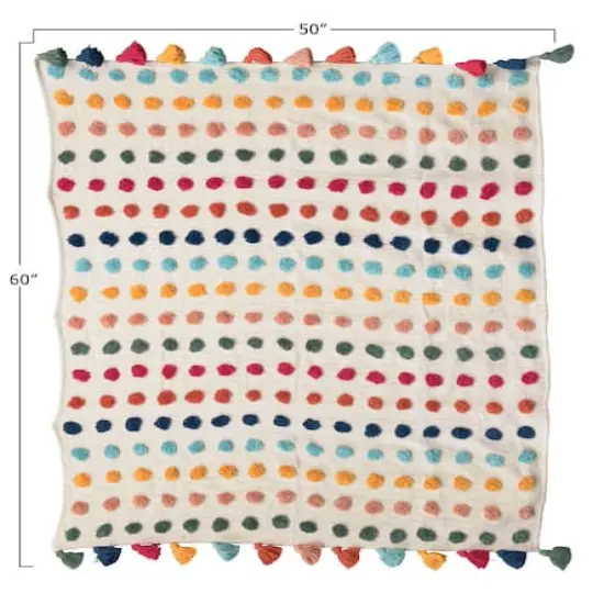 Hello Honey&reg; Woven Cotton Throw with Tufted Dots and Tassels {7}