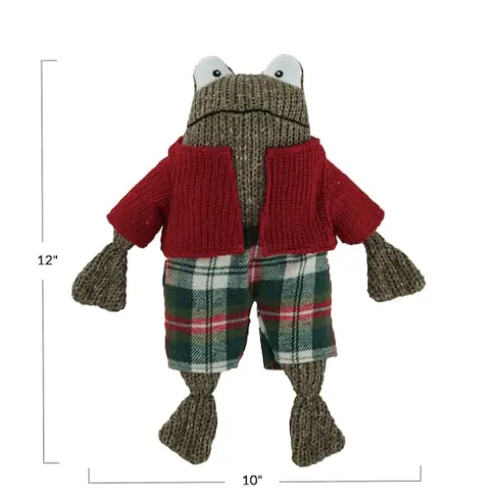 Hello Honey® 12" Decorative Cotton Knit Plush Christmas Frog Toy in Sweater & Shorts {4}