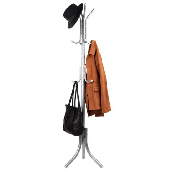 Mind Reader 67" 3-Tier 11-Hook Coat Rack Silver {7}