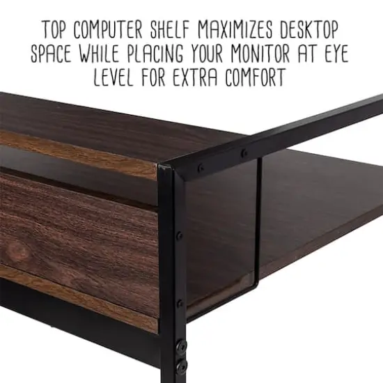 Honey Can Do Walnut & Black Computer Desk {12}
