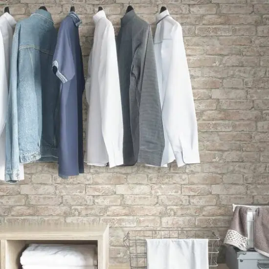 InHome White Washed Denver Brick Peel & Stick Wallpaper {7}