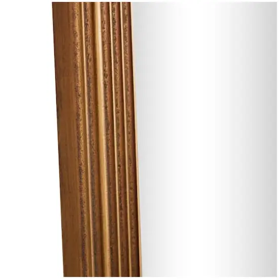 Brown Wooden Oval Wall Mirror with Dimensional Carved Frame {5}