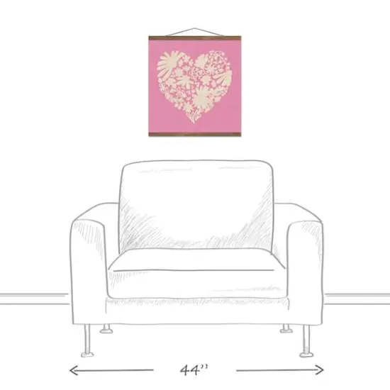 Floral Heart 16" x 16" Teak Hanging Canvas {4}