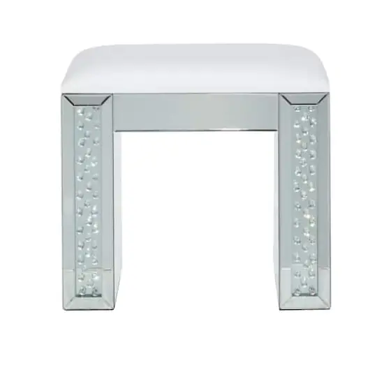 21" Silver Wood Glam Stool {3}