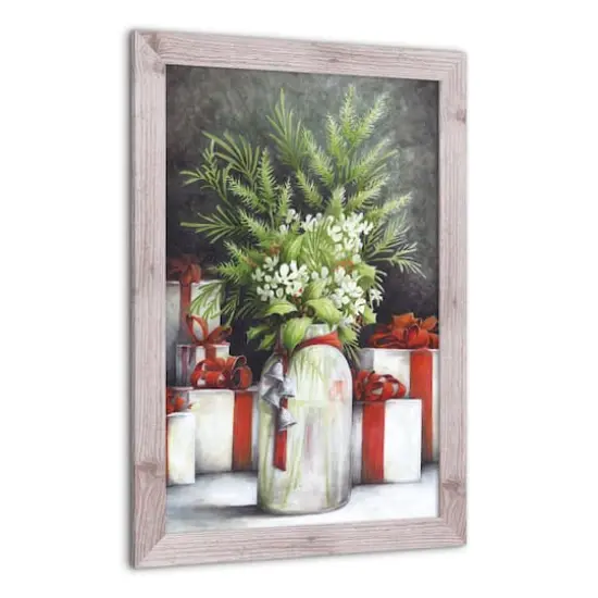 Christmas Flower Vase Western White Framed Print {3}