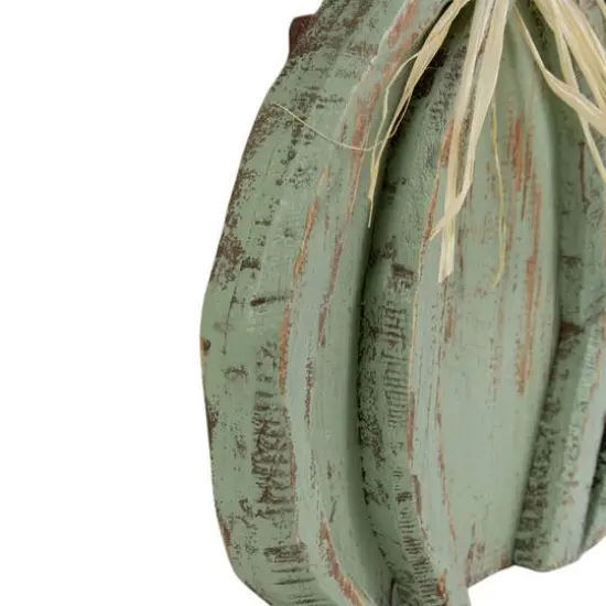 12" Green Distressed Fall Pumpkin Decoration {5}