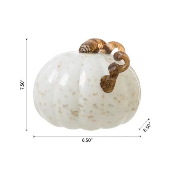 Glitzhome&reg; Glass Pumpkin, Golden & White  {7}