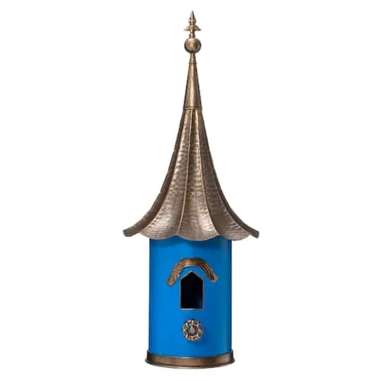 Glitzhome&reg; 32" Retro Blue Metal Pagoda Birdhouse {1}