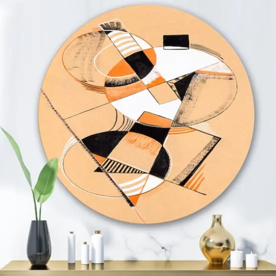 Designart - Colored Geometric Abstract Compositions V - Modern Metal Circle Wall Art {4}