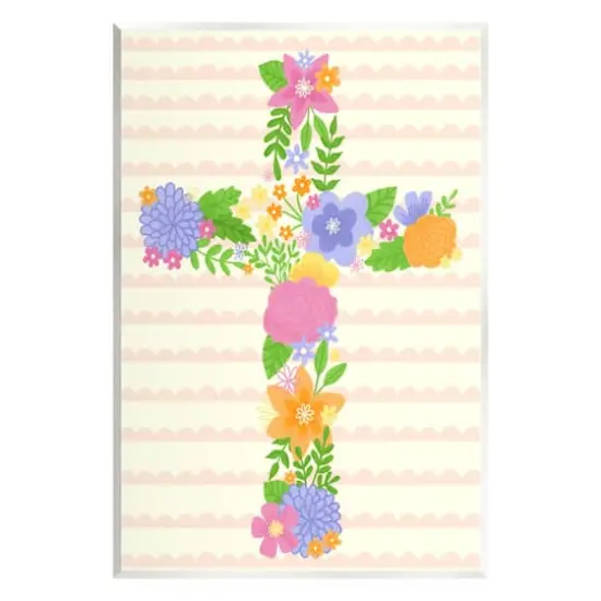 Stupell Industries Floral Cross Religious Symbol Wall Plaque Art {1}