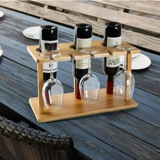 Bamboo Countertop Wine Holder Rack {5}
