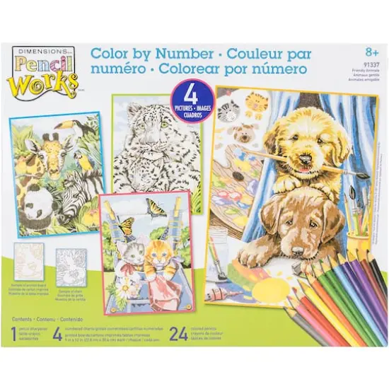 Dimensions® Pencilworks™ Friendly Animals Color By Number Kit {1}
