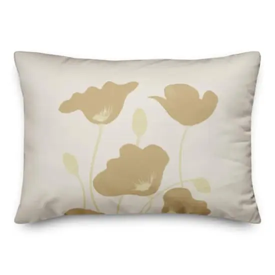 Simple Dusty Yellow Poppies 14" x 20" Throw Pillow {3}