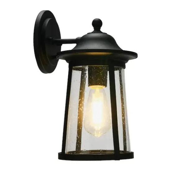 Hello Honey&reg; Robert Stevenson Lighting Portside Matte Black Metal & Seedy Glass Outdoor Light {3}