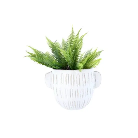 6.5" Glazed Embossed Stoneware Planter  {7}