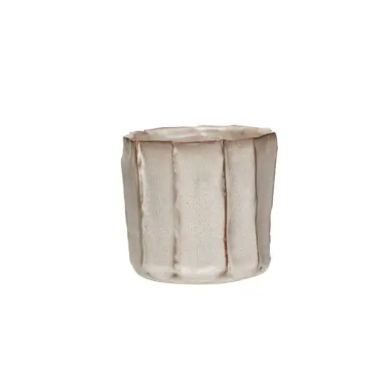 Hello Honey&reg; 4.25" Cream Reactive Glaze Stoneware Pleated Planter {1}