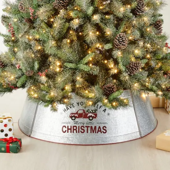 Glitzhome&reg; 40.5" Christmas Galvanized Metal Truck Tree Collar {3}