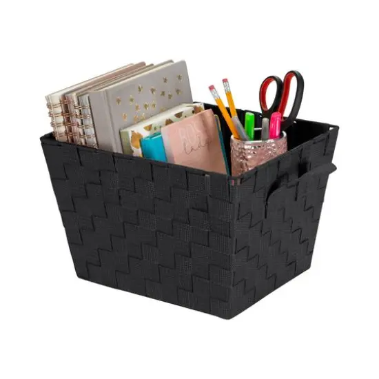 Simplify 10" Black Small Woven Storage Bin {3}