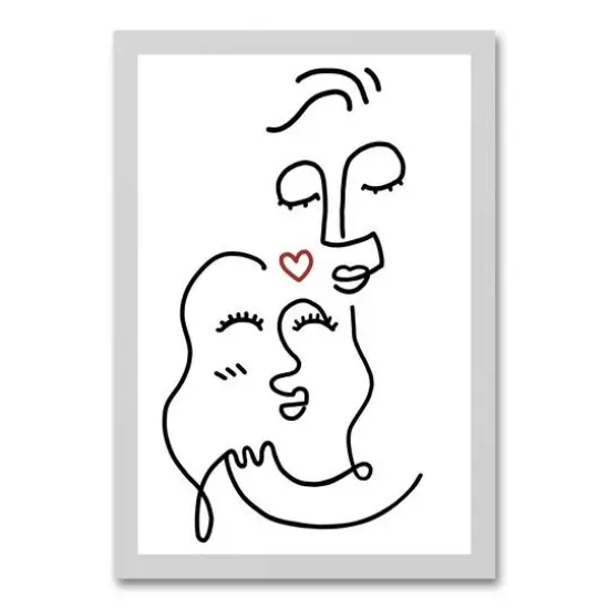 Drawn Love Faces White Framed Canvas {1}