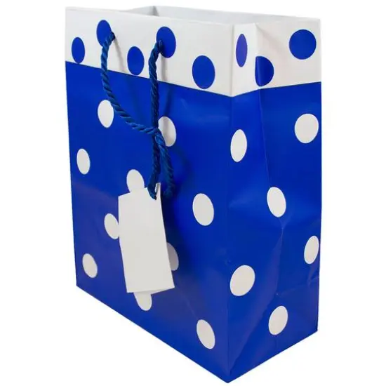 JAM Paper Medium Blue & White Polka Dot Matte Gift Bags, 24ct. {3}