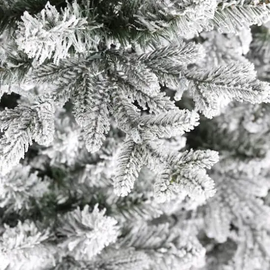 Glitzhome&reg; 7.5ft Pre-Lit Flocked Upward Slim Fir Artificial Christmas Tree, Warm White LED Lights {6}