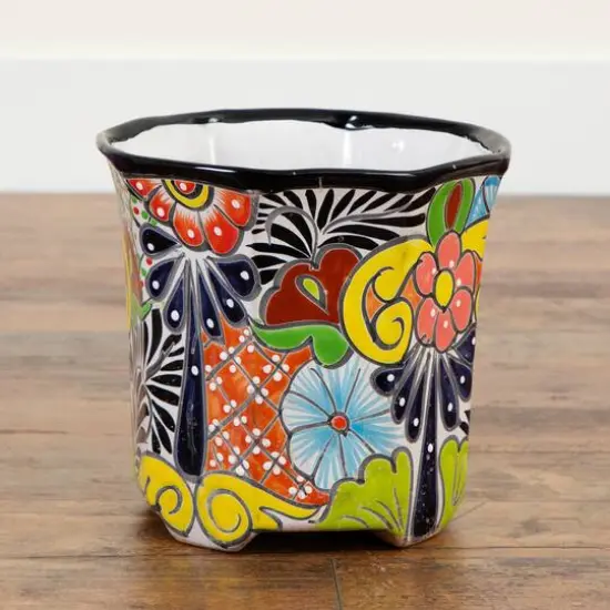 10" Handmade Mexican Talavera Ceramic Planter {6}