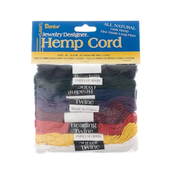 Darice&reg; Mixed Color 6-Ply Hemp Cord Beading Twine, 8ct. {4}