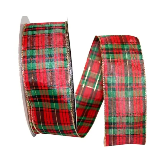 JAM Paper 2.5" x 50yd. Wired Mcshay Plaid Ribbon {1}