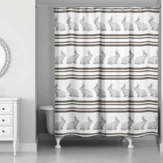 Bunny Stripes Shower Curtain 71" x 74" Shower Curtain {3}