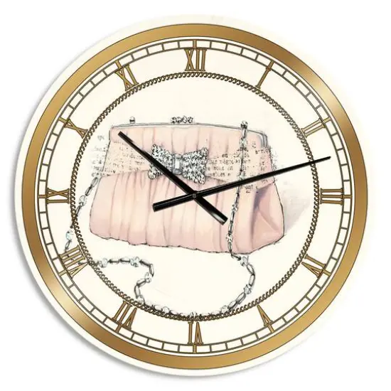 Designart Glamorous Sparkle Purse II Glam Wall Clock {1}