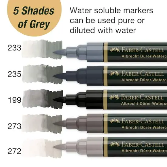 Faber-Castell&reg; Arbrecht D&uuml;rer 5-Piece Watercolor Marker Set Gray Tones {4}