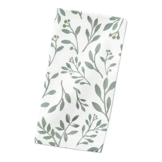 Delicate Floral Cotton Twill Napkin Green/White {3}