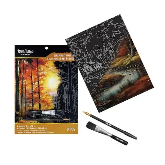 Brea Reese&trade; 9" x 12" Leaf Peeping Scratch Art Paper Pad {4}