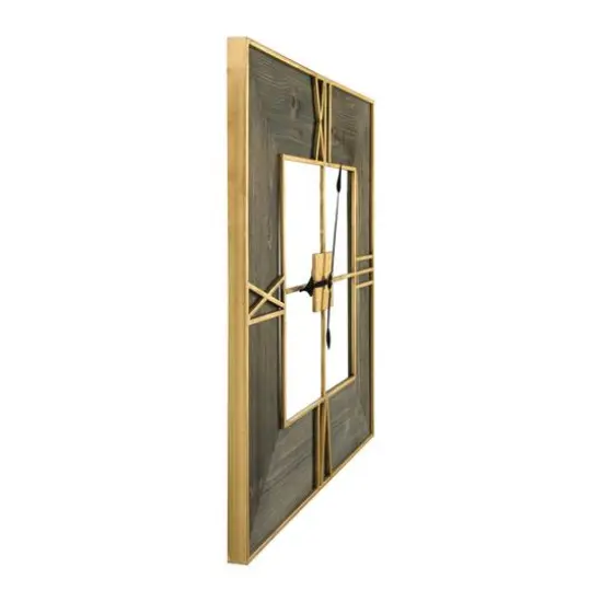 Hello Honey&reg; 2.5ft. Gold Trimmed Wooden Square Wall Clock {5}